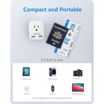 LENCENT European Travel Plug Adapter - 4-in-1 Travel Essential