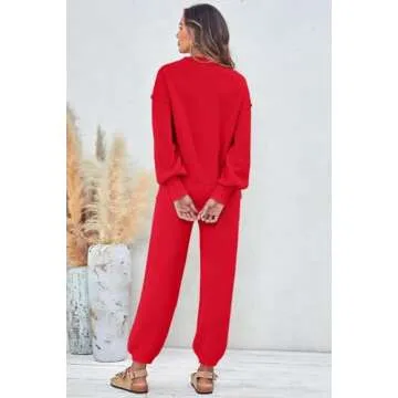 Women's Two Piece Trendy Outfits Cozy Knit Loungewear Sweater Sets Oversized Slouchy Matching Lounge Sweatsuit