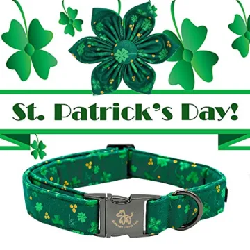 Elegant Little Tail St. Patrick's Dog Collar with Flower