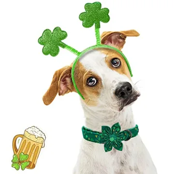 Elegant Little Tail St. Patrick's Dog Collar with Flower