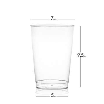 Clear Disposable Plastic Cups 10 Oz. Pack Of (100) Fancy Hard Plastic Cups - Party Accessories - Wedding - Cocktails- Tumblers