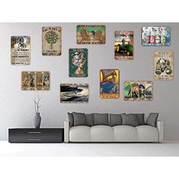 Retro Camping Metal Tin Sign,Into The Forest I Go to Lose My Mind and Find My Soul,Vintage Wall Decor Aluminum Poster for Home Bedroom Cafe Garage 8x12 Inch