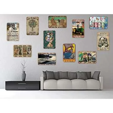 Retro Camping Metal Tin Sign,Into The Forest I Go to Lose My Mind and Find My Soul,Vintage Wall Decor Aluminum Poster for Home Bedroom Cafe Garage 8x12 Inch