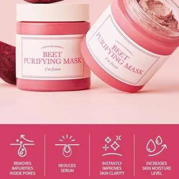 I’m From Beet Purifying Mask, Deep moisturizing wash-off clay mask,1.5% red beet enzyme, clean the pores and control sebum, soothing effect for dry, dull, sensitive skin - 3.88oz (110g)