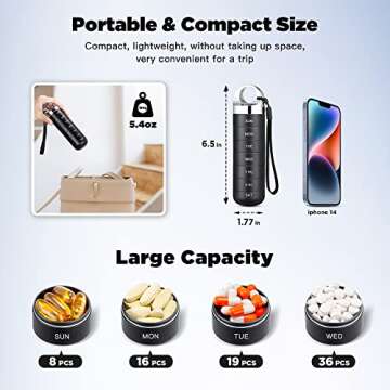 Zannaki Metal Travel Pill Organizer, Portable Waterproof Weekly Pill Box, Large Aluminum Alloy Pill ...