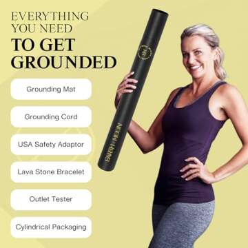 Earth and Moon Grounding Mat for Feet, 13x29in Travel-Size Grounding Pad for Stress, Pain and Inflammation, Universal Mat Kit Supports Full Body Wellness at Home or Office, Outlet Tester Included