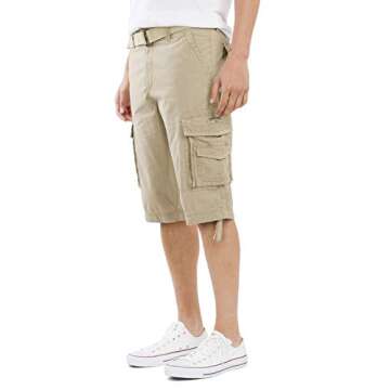 UNIONBAY mens Cordova Belted Messenger - Reg and Big Tall Sizes Cargo Shorts, Grain, 34 US