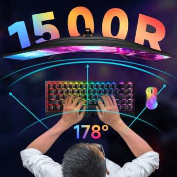 XGaming 27 Inch Curved Monitor 2K 165Hz 1500R, QHD 2560 x 1440p Gaming Computer Display, 16:9 HDMI, 1ms, FreeSync, 99% sRGB, Eye Care HDR PC Screen Built-in Speakers, VESA, Tilt Adjustable