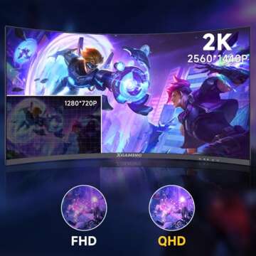 XGaming 27 Inch Curved Monitor 2K 165Hz 1500R, QHD 2560 x 1440p Gaming Computer Display, 16:9 HDMI, 1ms, FreeSync, 99% sRGB, Eye Care HDR PC Screen Built-in Speakers, VESA, Tilt Adjustable