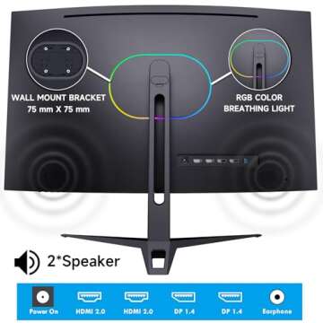 XGaming 27 Inch Curved Monitor 2K 165Hz 1500R, QHD 2560 x 1440p Gaming Computer Display, 16:9 HDMI, 1ms, FreeSync, 99% sRGB, Eye Care HDR PC Screen Built-in Speakers, VESA, Tilt Adjustable