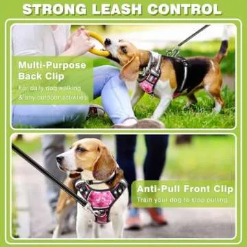 WINSEE Dog Harness No Pull, Pet Harnesses with Dog Collar, Adjustable Reflective Oxford Outdoor Vest, Front/Back Leash Clips for Small, Medium, Large, Extra Large Dogs, Easy Control Handle for Walking