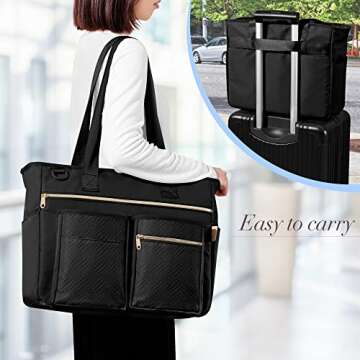 Fasrom Nurse Tote Bag for Work Nurses with Laptop Sleeve, Home Health Clinical Bag for Nursing Students and Medical Assistant, Black (Patent Pending)