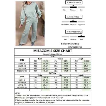 Mieazom Women’s Two Piece Outfits Sweatsuit Long Sleeve Crewneck Pullover Sweatshirt with Wide Leg Pants Lounge Set Black S