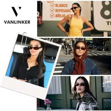 VANLINKER 2 Pack Trendy Small Polarized Rectangle Sunglasses for Women Men Retro 90s Shades Black Tortoise