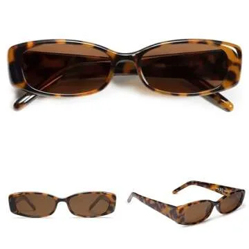 VANLINKER 2 Pack Trendy Small Polarized Rectangle Sunglasses for Women Men Retro 90s Shades Black Tortoise