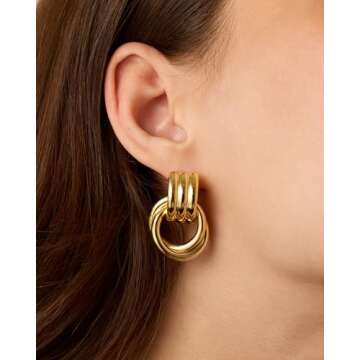 PAVOI Rhodium Plated Trendy Chunky Geometric Dangle Earrings