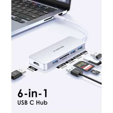 LENTION USB C Hub with 4K HDMI, 3 USB 3.0, SD/Micro SD Card Reader Compatible 2023-2016 MacBook Pro,...