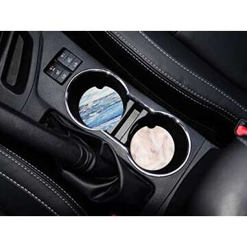Car Coasters 4 Pack - Absorbent Ceramic Auto Cup Holder