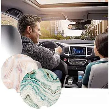 Car Coasters 4 Pack - Absorbent Ceramic Auto Cup Holder