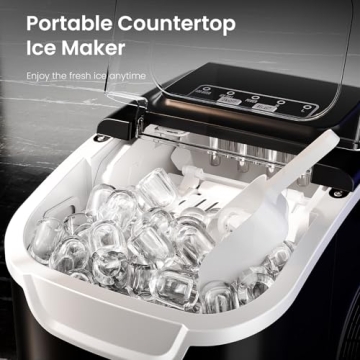 AGLUCKY Ice Maker Countertop: Quick Ice Production, Self-Cleaning, Portable, for Home & Parties