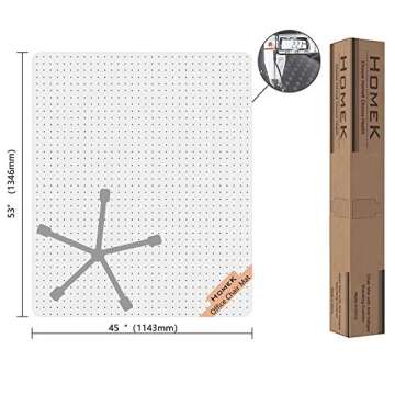 HOMEK Office Chair Mat for Low Pile Carpet, 53" x 45" Transparent Desk Chair Mat for Carpeted Floors...