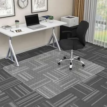 HOMEK Office Chair Mat for Low Pile Carpet, 53" x 45" Transparent Desk Chair Mat for Carpeted Floors, Easy Glide Floor Protector Mat for Office Chairs