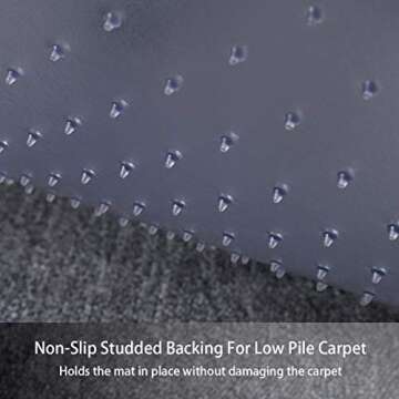 HOMEK Office Chair Mat for Low Pile Carpet, 53" x 45" Transparent Desk Chair Mat for Carpeted Floors, Easy Glide Floor Protector Mat for Office Chairs