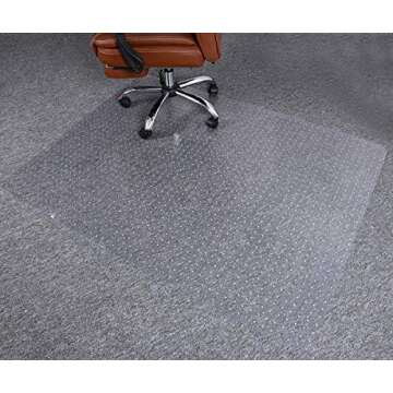 HOMEK Office Chair Mat for Low Pile Carpet, 53" x 45" Transparent Desk Chair Mat for Carpeted Floors, Easy Glide Floor Protector Mat for Office Chairs
