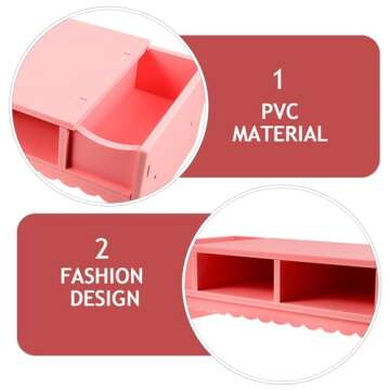 STOBOK Monitor Stand with Drawer Laptop PC Monitor Riser Rack Holder Desk Organizer Tabletop Storage Cabinet Wooden Pink