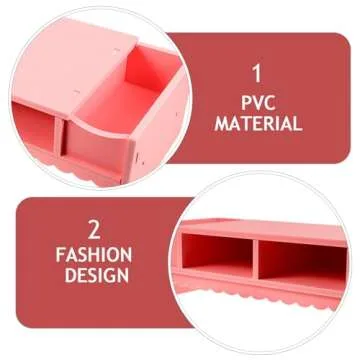 STOBOK Monitor Stand with Drawer Laptop PC Monitor Riser Rack Holder Desk Organizer Tabletop Storage Cabinet Wooden Pink