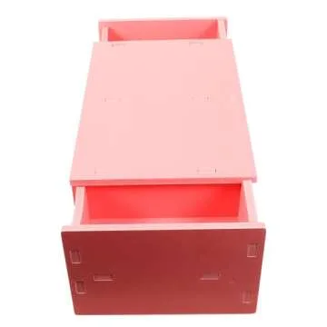 STOBOK Monitor Stand with Drawer Laptop PC Monitor Riser Rack Holder Desk Organizer Tabletop Storage Cabinet Wooden Pink