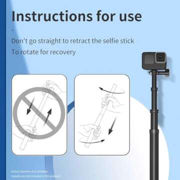 Long Selfie Stick Pole (106"), Extension Carbon Fiber Waterproof Dive Monopod for GoPro Max Go Pro 13 12 11 10 9 8 7,Insta360 X3 X4 Go 3 Ace Pro,DJI Action 4 5 Osmo Pocket 3 Bike Motorcycle Accessory