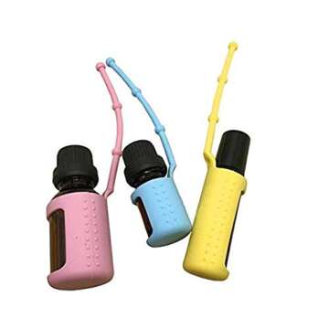 Silicone Roller Bottle Holder Sleeve,6pcs Essential Oil Carrying Case Travel Protective Cover for 5ML/10ML/15ML Oil Bottle (10ML)