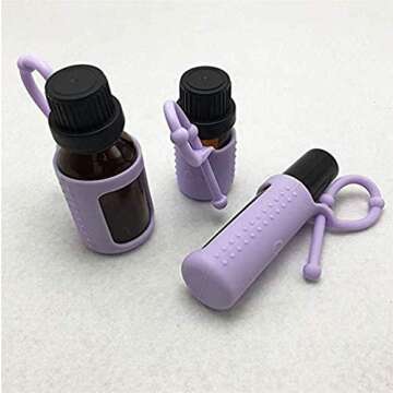 Silicone Roller Bottle Holder Sleeve,6pcs Essential Oil Carrying Case Travel Protective Cover for 5ML/10ML/15ML Oil Bottle (10ML)
