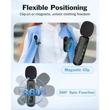 PoP voice Mini Microphone for iPhone 16/15/14/iPad/Android, Wireless Lavalier Microphone with Magnet...