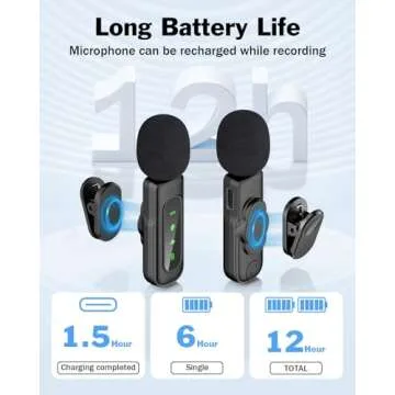 PoP voice Mini Microphone for iPhone 16/15/14/iPad/Android, Wireless Lavalier Microphone with Magnetic Collar Clip, USB-C Mini Lapel Lav Mic with Noise Reduction for Vlog YouTube TikTok, 12H