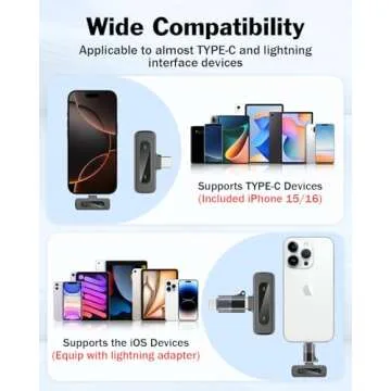 PoP voice Mini Microphone for iPhone 16/15/14/iPad/Android, Wireless Lavalier Microphone with Magnetic Collar Clip, USB-C Mini Lapel Lav Mic with Noise Reduction for Vlog YouTube TikTok, 12H
