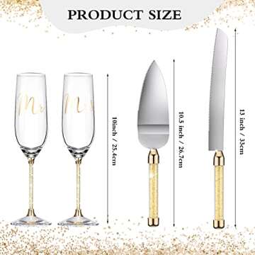 Boao 4 Piece Wedding Toasting Flutes and Cake Server Set Wedding Reception Supplies Champagne Glasse...