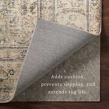 Loloi Loloi-Grip Rug Pad, FPAD2 Grey, 2'-0" x 8'-0", .13" Thick, Gray, 1/8 inch, Reversible, Soft, Cushion, Low Profile, Hardwood, Carpet, Tile, Vinyl, Linoleum, Multi Surface, Trim to fit, Rug Pad