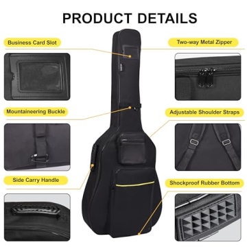 PPOPPO Acoustic Guitar Bag - Water Resistant, Durable, Lightweight