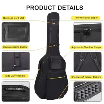 PPOPPO Acoustic Guitar Bag - Water Resistant, Durable, Lightweight