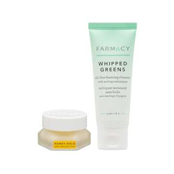 Farmacy Cleanse + Hydrate Duo - Skin Care Set Includes Whipped Greens Foaming Cleanser + Honey Halo ...