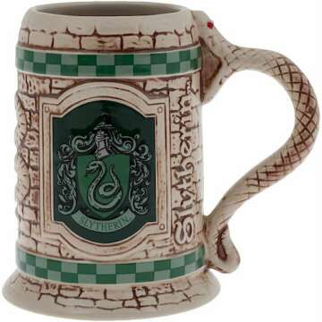 Sculpted Ceramic Slytherin Stein Mug Cup - Perfect for Harry Potter Fans