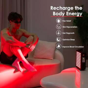 gllabel Red Light Therapy for Face Body, Red 660nm & Near Infrared 850nm High Power Infrared Light Therapy Lamp, 60 * 5W Clinical Grade LEDs for Fast Recovery, Pain Relief, Skin Health & Anti-Aging