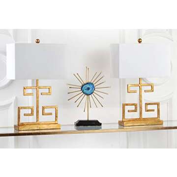 Safavieh Lighting Collection Greek Key Gold and White Table Lamp, Set of 2
