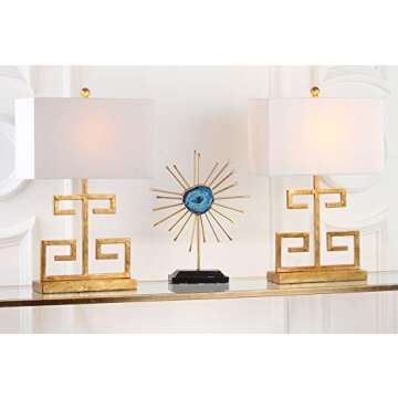 Safavieh Lighting Collection Greek Key Gold and White Table Lamp, Set of 2