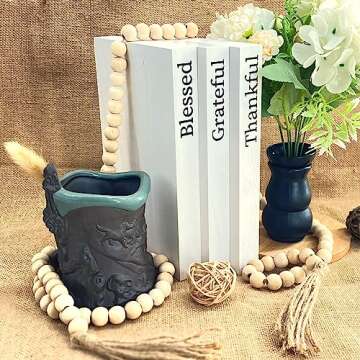 Decorative Books for Home Decor,Faux Books for Decoration,Rustic Farmhouse Decor,Farmhouse Shelf Decor,Decor Books for Coffee Table,Fake Books,with Wooden Bead String Tassel 58 in