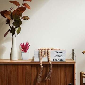 Decorative Books for Home Decor,Faux Books for Decoration,Rustic Farmhouse Decor,Farmhouse Shelf Decor,Decor Books for Coffee Table,Fake Books,with Wooden Bead String Tassel 58 in