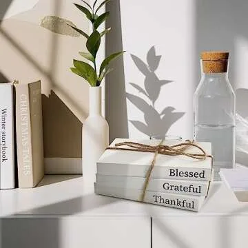 Decorative Books for Home Decor,Faux Books for Decoration,Rustic Farmhouse Decor,Farmhouse Shelf Decor,Decor Books for Coffee Table,Fake Books,with Wooden Bead String Tassel 58 in