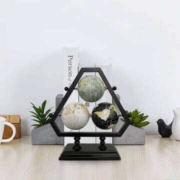 Rely+ Earth Globe for Desk & Office Decor 3-inch 3 Ball - Classy Desktop World Rotating Globe with S...